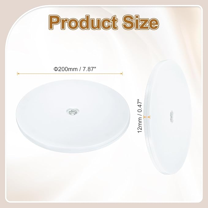 uxcell 1Pack Acrylic Lazy Susan Turntable, 8" Spinner Lazy Susan Turntable Organizer, Acrylic Ball Bearing Rotating Tray for Pantry Spice Rack Decorating, White