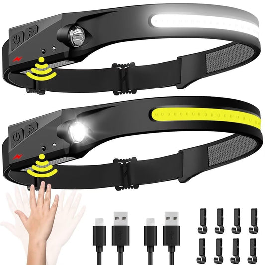 Headlamp Rechargeable 2PCS, 230° Wide Beam Head Lamp LED - Image 1