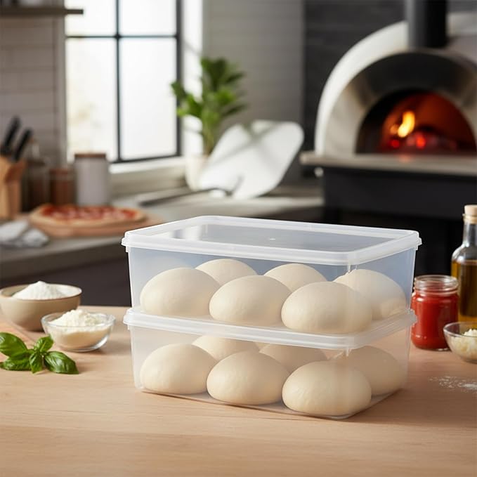 2 Pack pizza dough proofing box, Stackable bread proofing container, sourdough tray, food storage containers with lids, pizza making supplies accessories, BPA Free, 8L Capacity