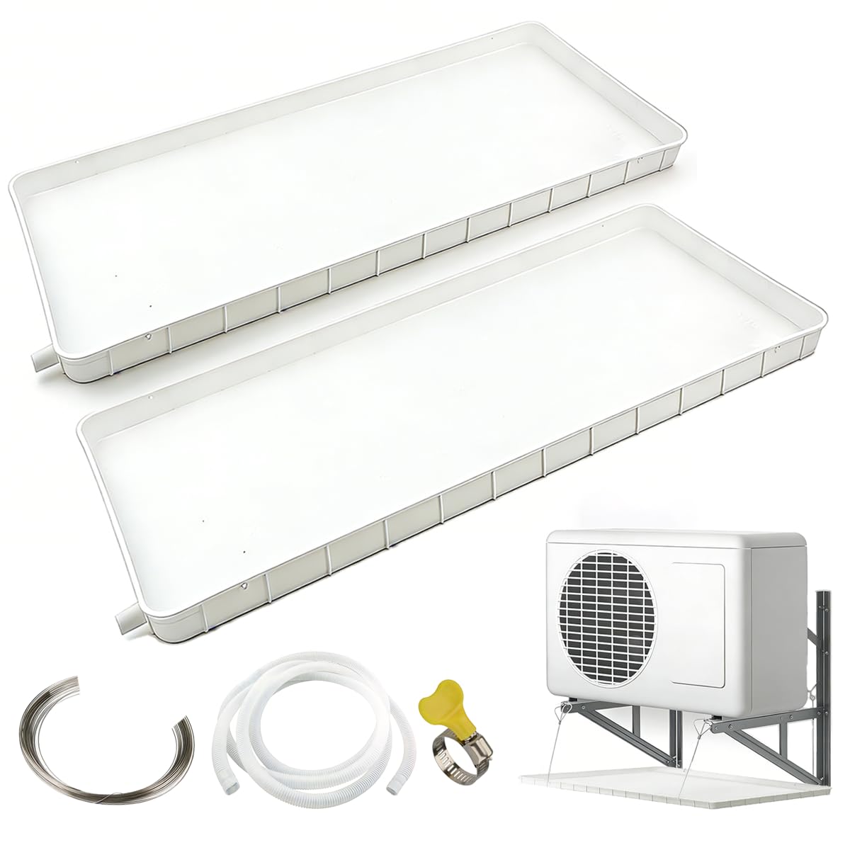Air Conditioner Drip Tray Kit with Draining Hole and Hose - Image 1