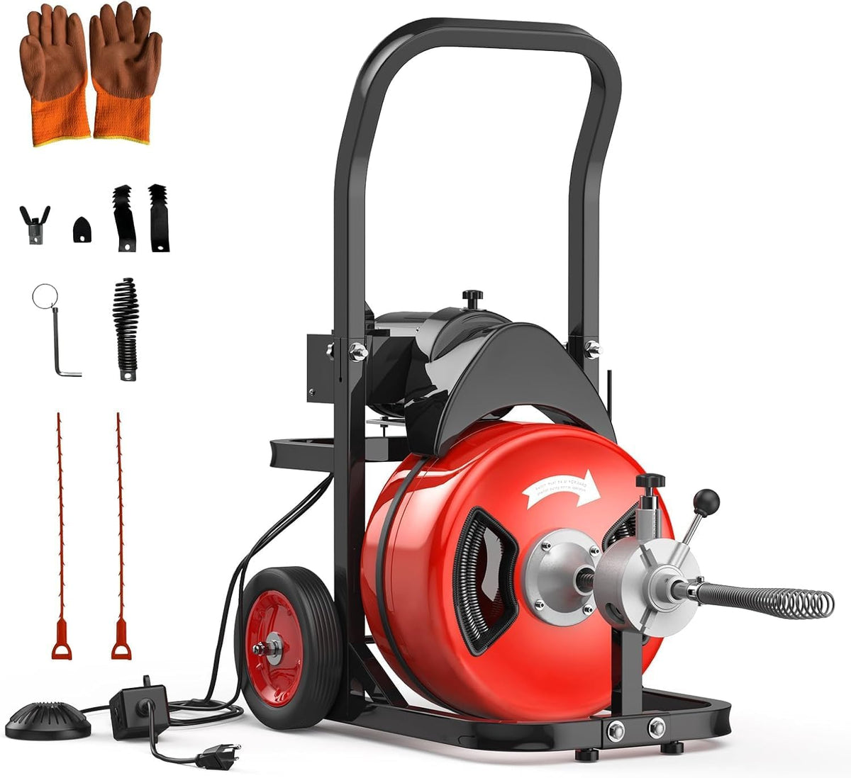 MAXSA 100Ft 3/4 Inch Drain Cleaning Machine, 750W Auto Feed Sewer - Image 1