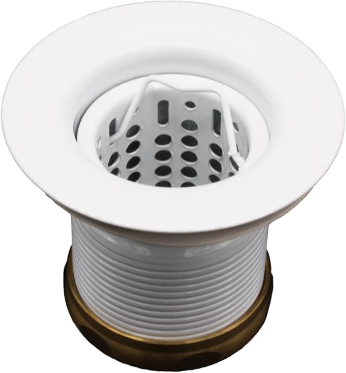 Westbrass A218-50 Junior Bar and Laundry Sink Drain Assembly with Removable Strainer Basket, Powder Coat White