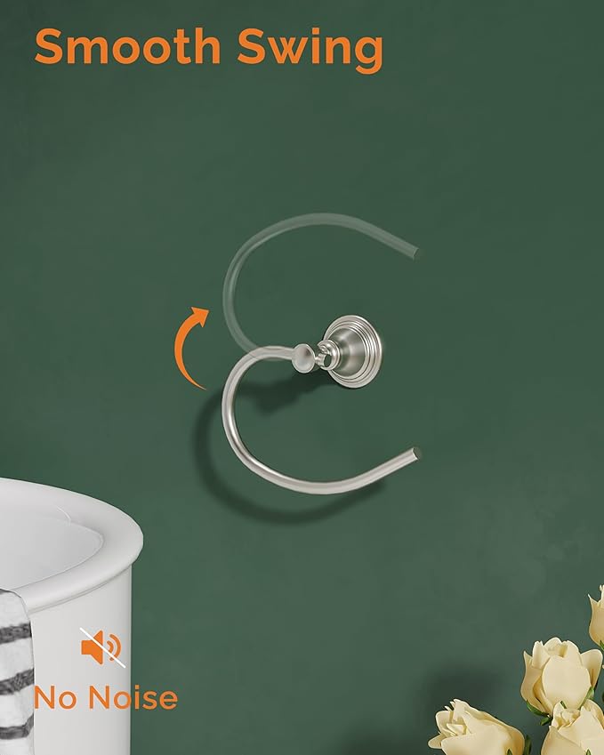 Towel Ring for Bathroom, Stainless Steel Hand Towel Holder Wall Mounted, Brushed Nickel Towel Holder Heavy Duty Towel Hanger for Bath