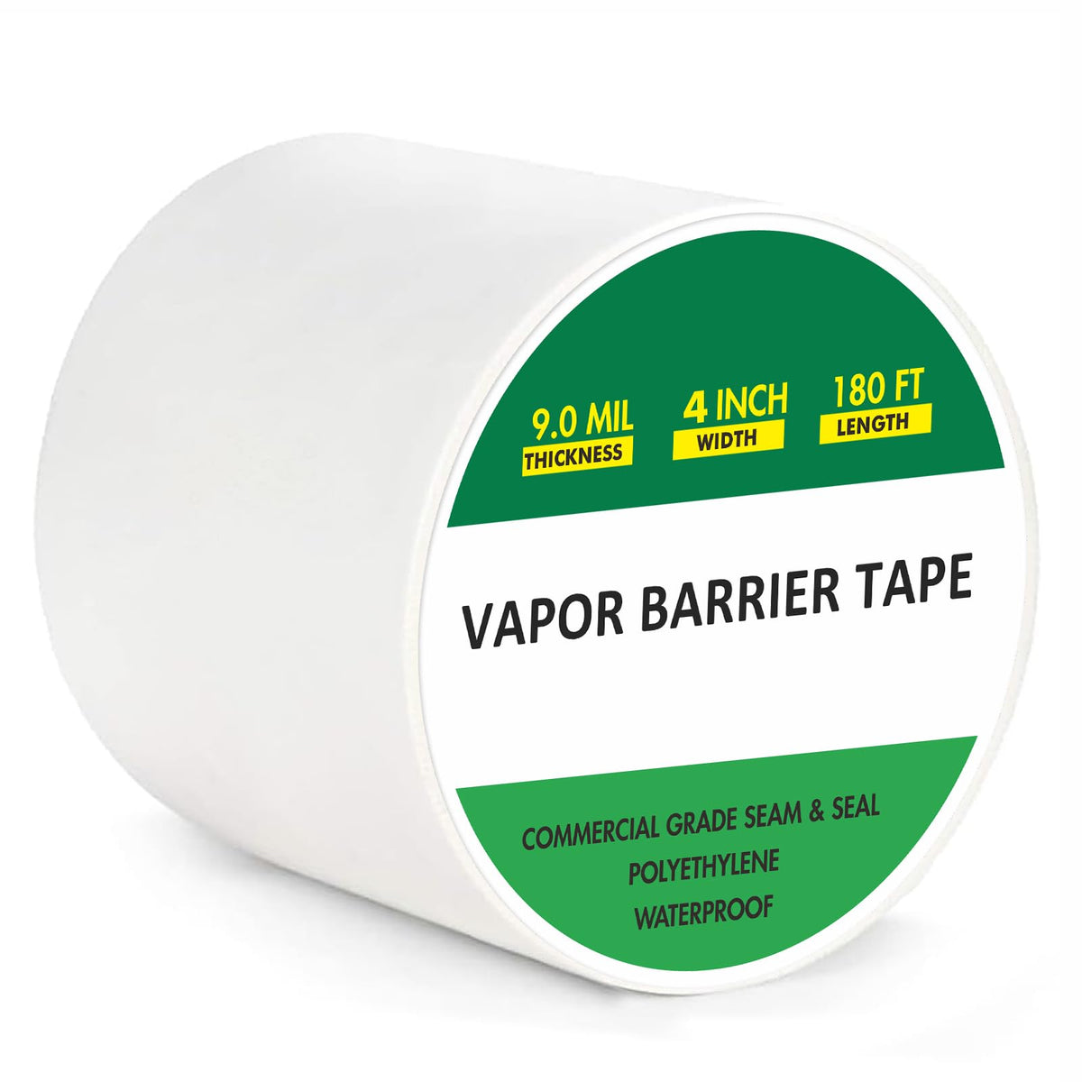 Vapor Barrier Tape 4" x 180', 9Mil White Polyethylene for Pipe - Image 1