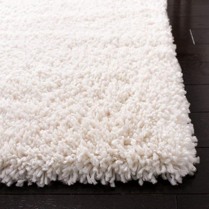 SAFAVIEH Fontana Shag Collection Runner Rug - 2'3" x 12', Ivory, Solid Design, Non-Shedding & Easy Care, 2-inch Thick Ideal for High Traffic Areas in Living Room, Bedroom (FNT800A)