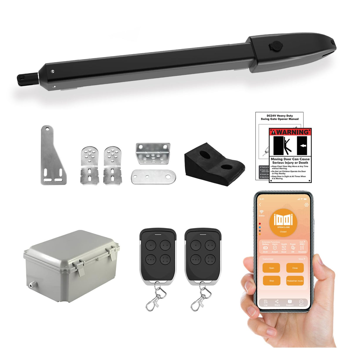 C025 Smart Automatic Gate Opener Kit, App Compatible Single Swing - Image 1