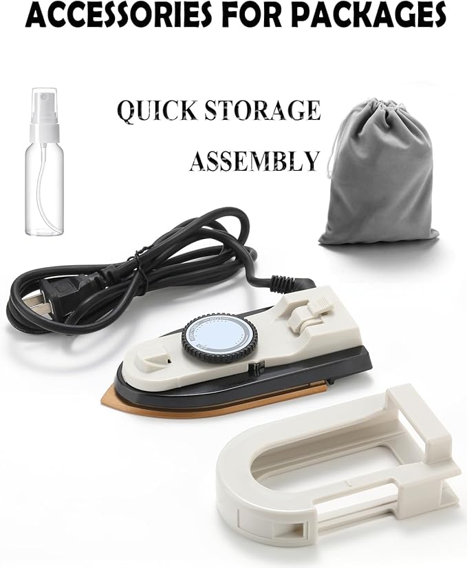 Dual Voltage Travel Iron (100-120V/220-240V) - 3-Temp Steamless Mini Dry Iron for Clothes, Non-Stick 356°F Soleplate with Foldable Handle, 0.8lb Ultra-Lightweight (White)