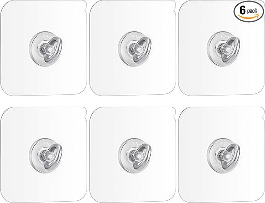 6 Pcs Heavy Duty Adhesive Ceiling Hooks Ceiling Wall Christmas Hooks Hangers Without Nails Practical Stainless Steel Waterproof for Indoor Outdoor Home Office Kitchen Hanging Plant
