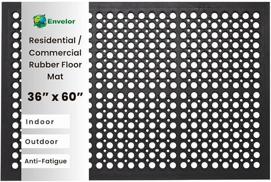 Envelor Anti Fatigue Mat Rubber Floor Mats Door Mat Non Slip Drainage Mat for Entryway, Kitchen, Restaurant, Garage, Heavy Duty Use Doormat, Commercial Floor Mat Industrial 36 x 60 Inches