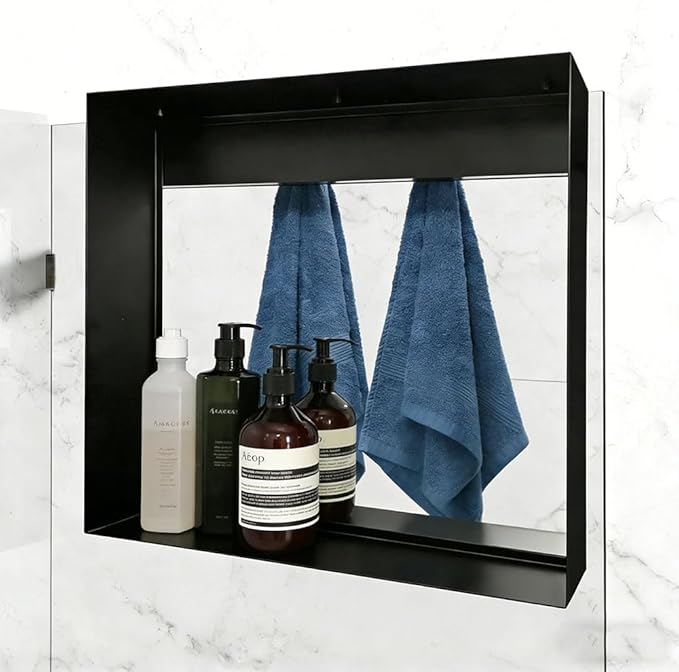 Over the Door Shower Caddy for Glass Door – 20"x16" Stainless Steel Hanging Shelf with Hooks, No-Drilling Frameless Shower Organizer, Rust-Proof Bathroom Storage for Towels & Toiletries