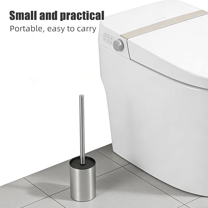 Toilet Bowl Brush Holder Set: Bathroom Toilet Deep Cleaning Scrubber with Cover - Compact Round Cleaning Tools for Washroom Bathroom