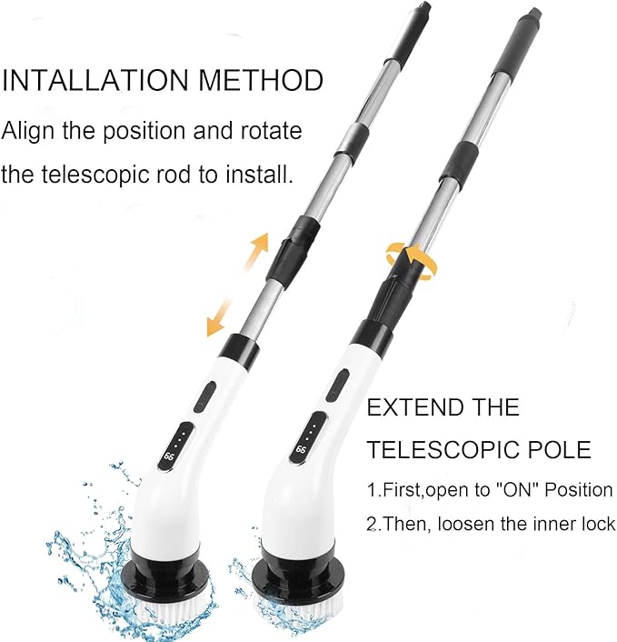 Electric Spin Scrubber, Cordless Cleaning Brush Scrubber for Home 9 Replaceable Brush Heads with Extension Handle, 3 Speeds for Bathroom Shower Bathtub Glass Car