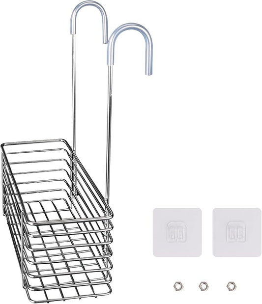 Shower Caddy 1Set Shower Shelf Stainless Steel Hanging No Drilling Bathroom Organizers and Storage for Apartment, Bathroom, Kitchen(Silver)