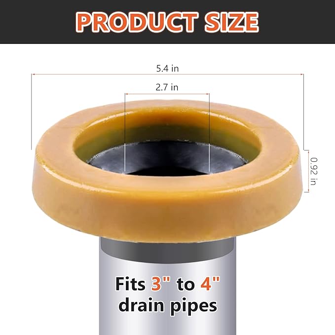 Toilet Wax Ring 2 Pack, Thick Toilet Bowl Wax Seal with Polyethylene Flange, Toilet Gasket Ring Fits 3-Inch or 4-Inch Waste Lines