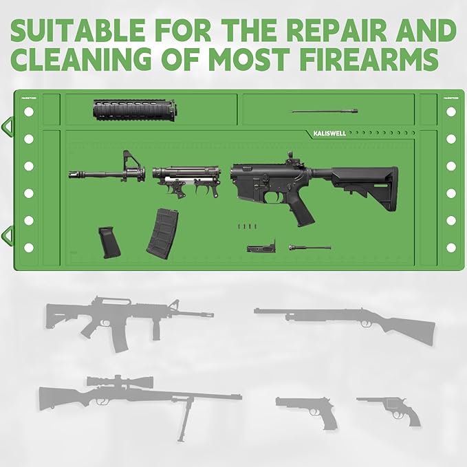 Gun Cleaning Mat, Extra-Large 40" X 16" Anti-Slip Rubberized Magnetic Gun Mat, Protective Workbench Pad for Gun Cleaning,Suitable for Commonly Used Firearms.,Built-in Centimeter and Inch Scales.