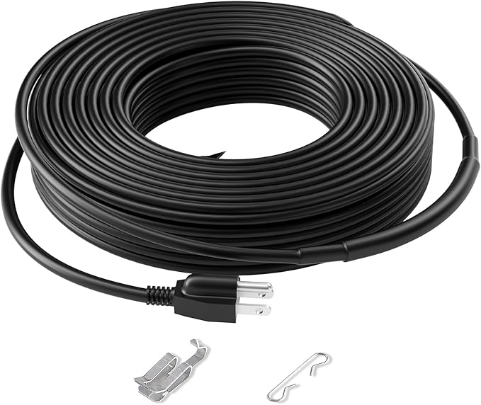 VEVOR Self-Regulating Pipe Heating Cable, 80FT 5W/FT Heat Tape for Pipes, Roof Snow Melting De-icing, Gutter and Pipe Freeze Protection