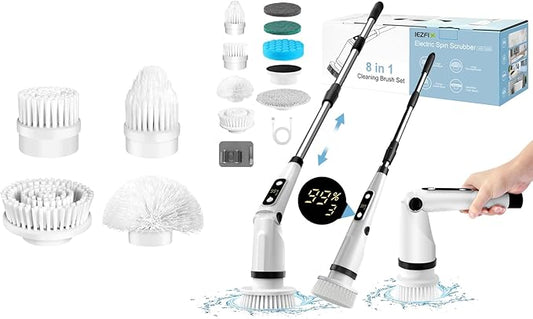 Electric Spin Scrubber X03 Turbo Black and Multifunction Cleaning Brush Heads Matchable