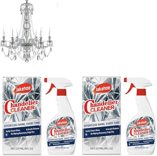 Chandelier Cleaner Drip Dry Spray, Chandelier Cleaner Drip Dry Spray No Wipe, Spray Away Dust Remover, Crystal,Figurine, Crystal Cleaner, Streak-Free Shine on Crystal (2pcs)