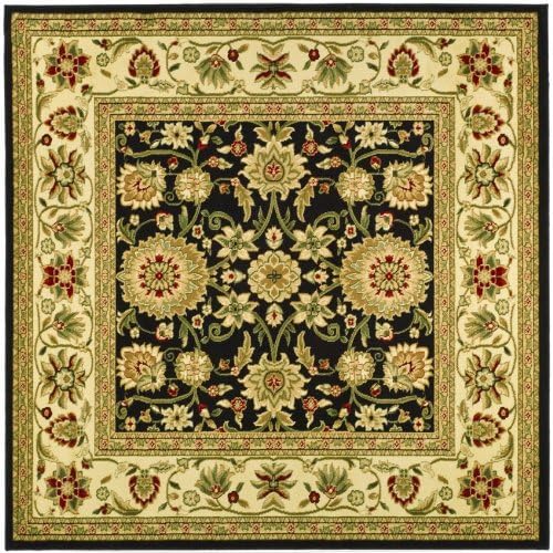 SAFAVIEH Lyndhurst Collection Area Rug - 5'3" Square, Black & Ivory, Traditional Oriental Design, Non-Shedding & Easy Care, Ideal for High Traffic Areas in Living Room, Bedroom (LNH212A)