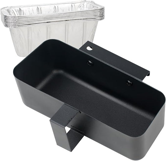Grill Grease Catcher Fits for Blackstone Flat Top Grill Replacement Accessoriess, Rear Grease Catcher Drip Pan and 10 Packs Disposable Grease Cup Liners, for Blackstone Grease Trap Upgrade (Black)