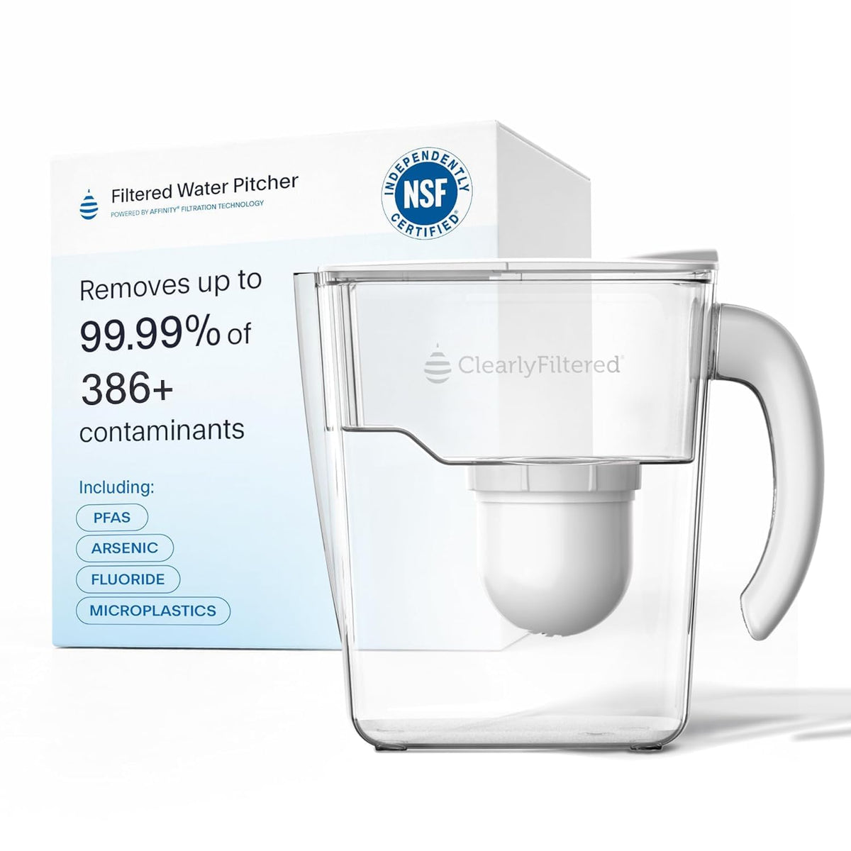 Clearly Filtered Water Filter Pitcher, 10 Cup BPA Free Water - Image 1