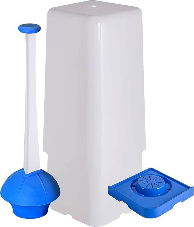 Hideaway Plunger with Cover and Drip Tray, Heavy Duty, Secure Grip Handle, Stylish, Clears Clogs Fast