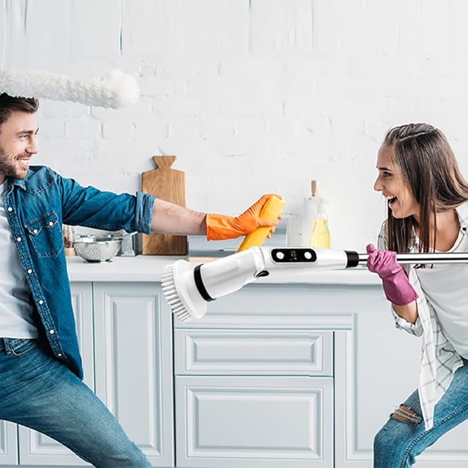 Electric Spin Scrubber X03 Turbo Black and Multifunction Cleaning Brush Heads Matchable
