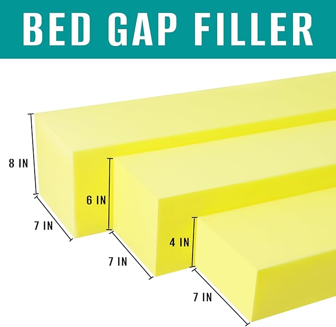 Bed Gap Filler, High Density Foam Mattress Extender for Headboard/Wall Gaps,2-Meter Extra Long Cut-to-Fit Yellow Foam Sponge Strip (78''x6''x7'')