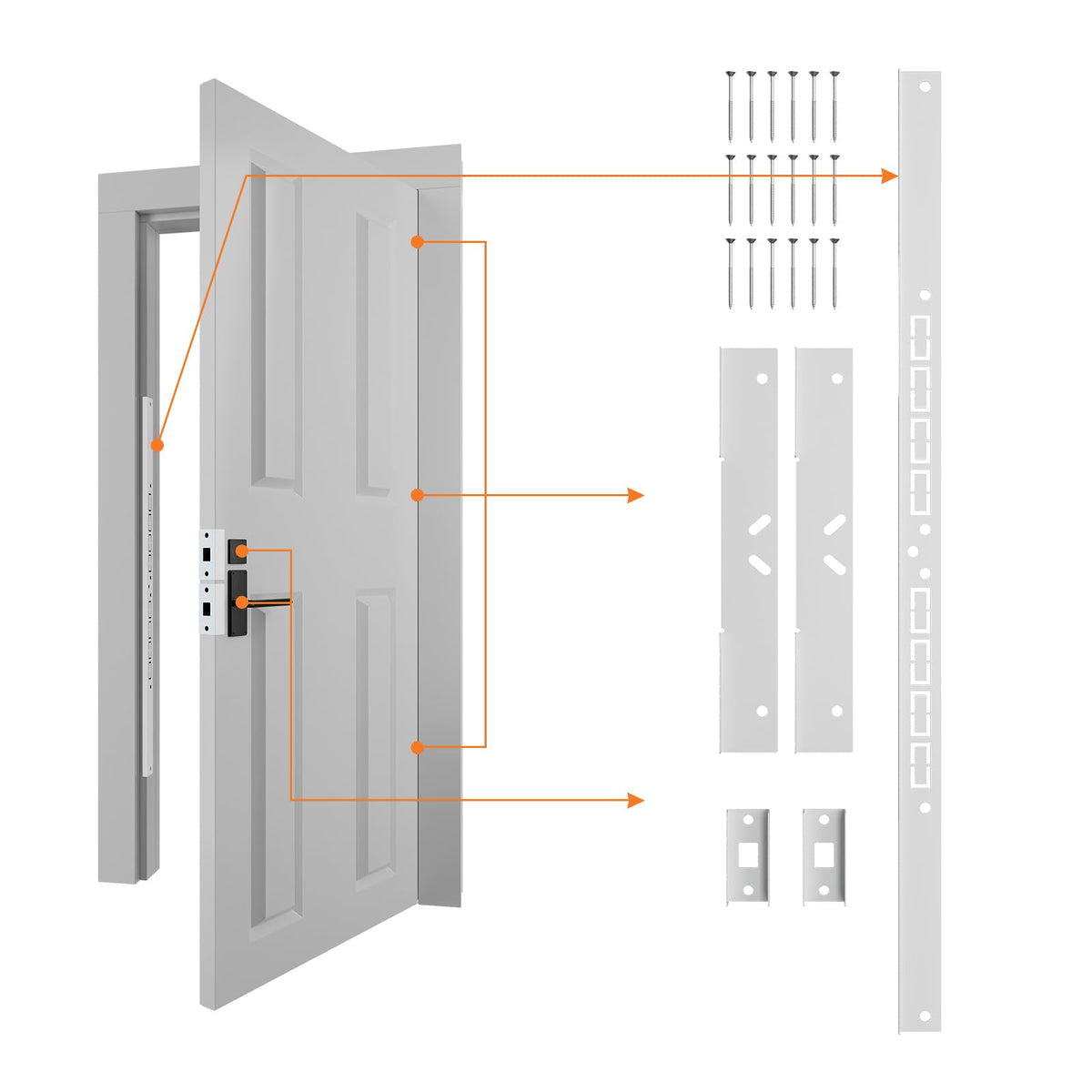 5 Pieces Door Frame Reinforcement Kit, Anti Kick Strike in Door - Image 1