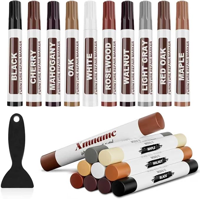 Wood Filler Sticks 20 Colors Wood Wax Crayons for Scratches, Crack, Scuffs on Wooden Funiture, Furniture Markers Touch Up Repair Furniture, Floors, Doors, Cabinets, Tables
