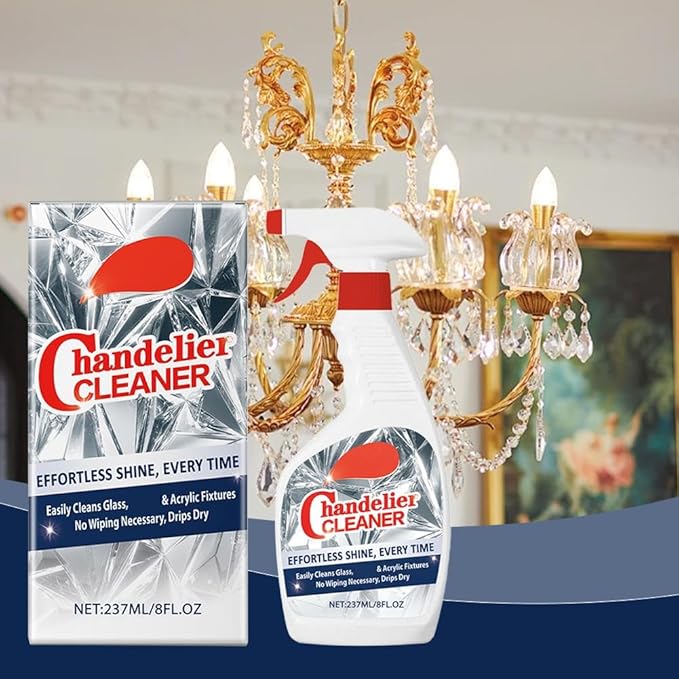 Chandelier Cleaner Drip Dry Spray, Chandelier Cleaner Drip Dry Spray No Wipe, Spray Away Dust Remover, Crystal,Figurine, Crystal Cleaner, Streak-Free Shine on Crystal (2pcs)