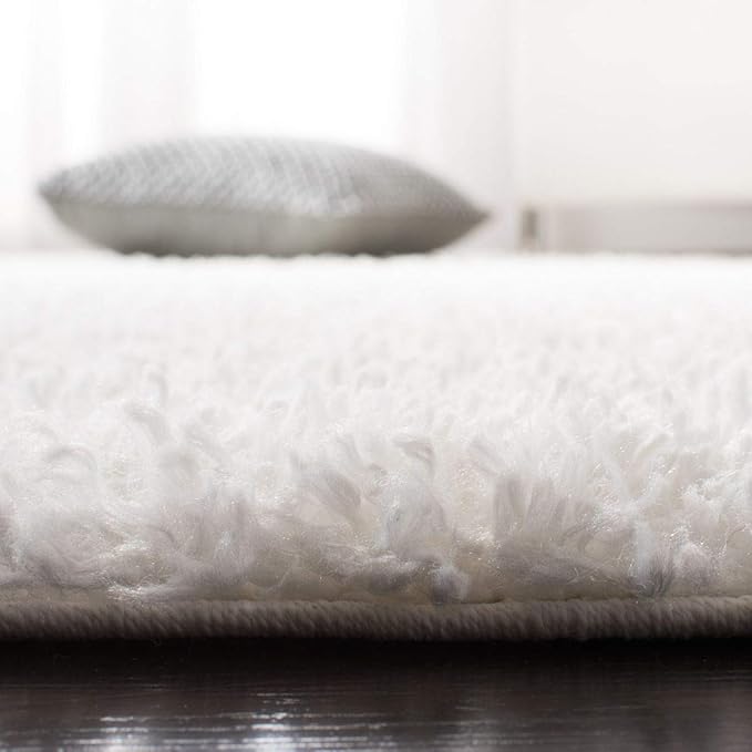 SAFAVIEH August Shag Collection Runner Rug - 2' x 9', White, Solid Design, Non-Shedding & Easy Care, 1.5-inch Thick Ideal for High Traffic Areas in Living Room, Bedroom (AUG200A)