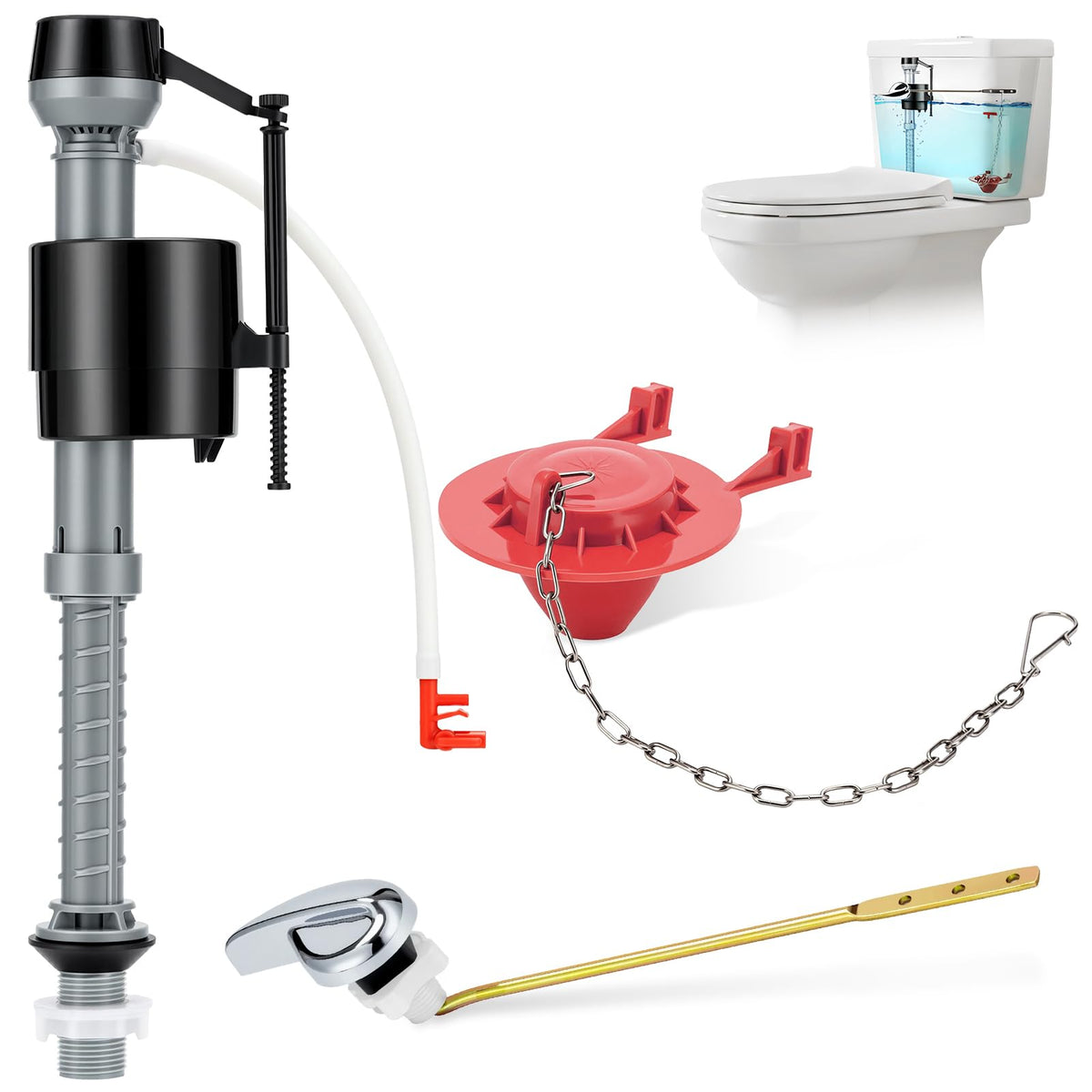 Universal Toilet Flush Valve Replacement Kit, Inside Tank - Image 1