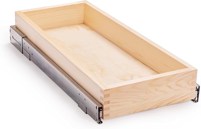10”W x 21”D x 3”H Soft Close Slide Out Wood Drawer Organizer for Kitchen, (Cabinet Opening>11.5 inches for Bottom Assembly, Opening= 11 inches for Side Assembly)