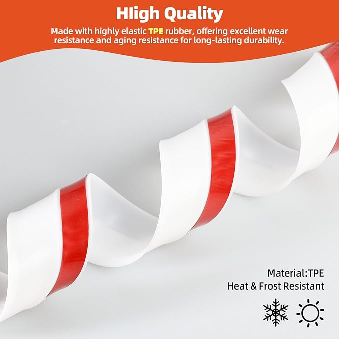 Garage Door Seal Top and Sides, 36 FT Universal TPE Weather Stripping Garage Door Trim Seal Weatherproofing Garage Door Seals with Nails and Lids in White