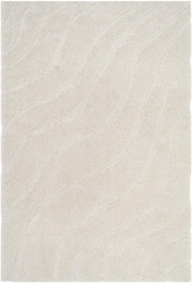 SAFAVIEH Florida Shag Collection Area Rug - 6'7" Square, Creme & Creme, Non-Shedding & Easy Care, 1.2-inch Thick Ideal for High Traffic Areas in Living Room, Bedroom (SG472-1111)