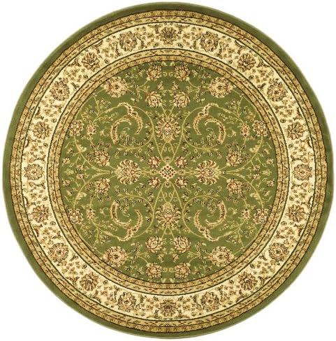 SAFAVIEH Lyndhurst Collection Area Rug - 5'3" Round, Sage & Ivory, Traditional Oriental Design, Non-Shedding & Easy Care, Ideal for High Traffic Areas in Living Room, Bedroom (LNH219B)
