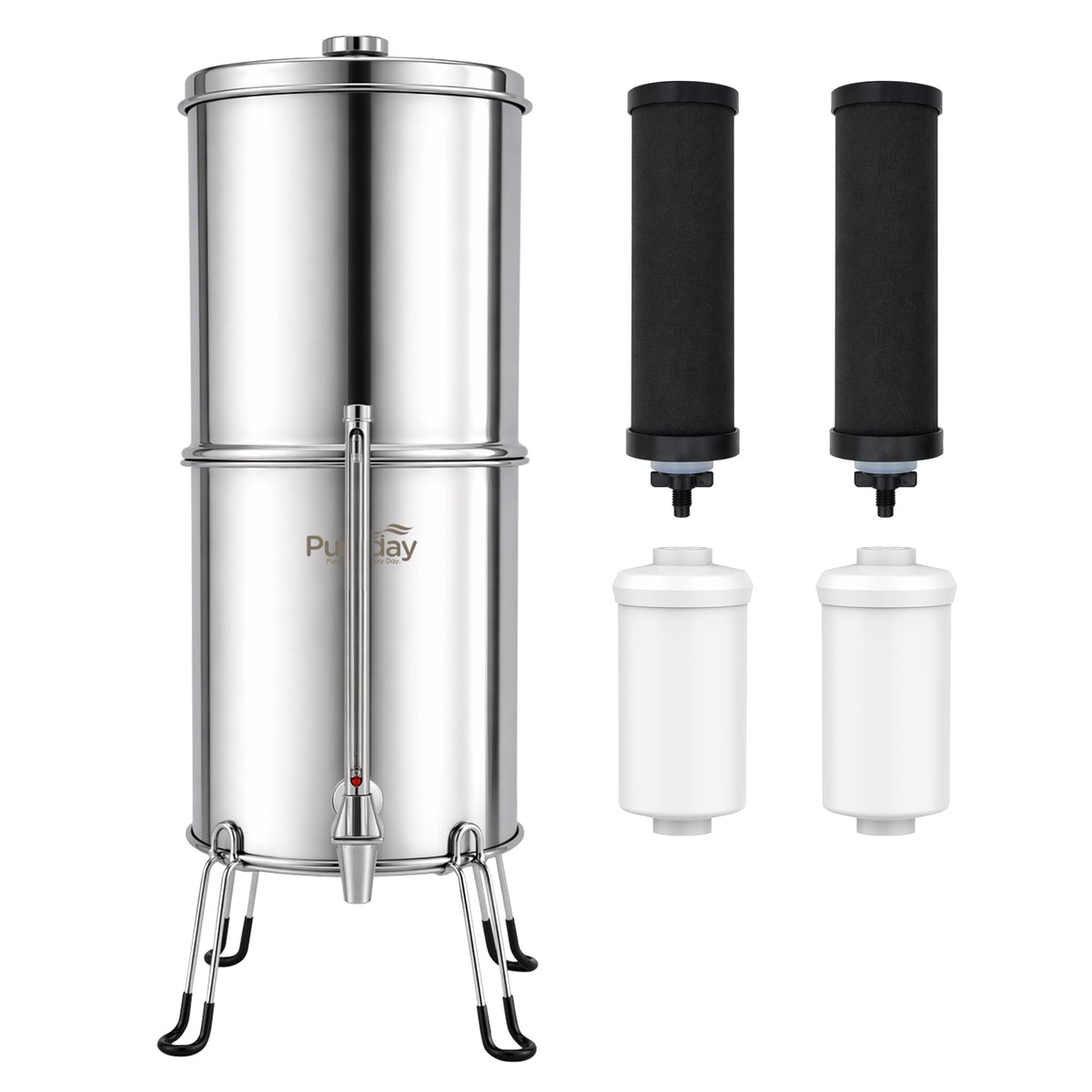 Pureday 3 Gallon Stainless Steel Gravity Water Filter, Meets NSF - Image 1