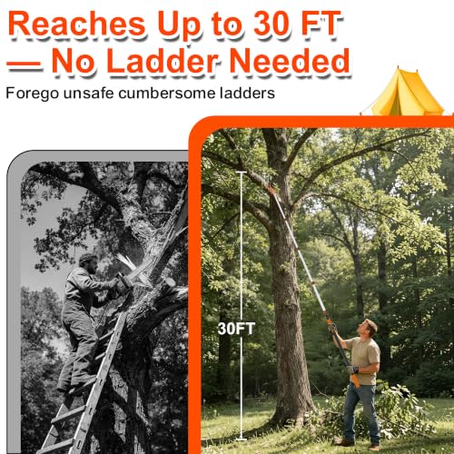 26FT Reach Manual Pole Saw, Extendable Tree Trimming Pruner - Image 5