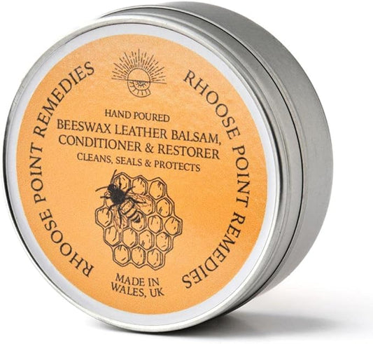 Beeswax Leather Conditioner Restorer & Polish - Hand Poured British Beeswax Balsam CLEANS SEALS and PROTECTS Handcrafted in Wales UK Rich Natural Leather Conditioner and Leather Restorer 3.50 Fl Oz