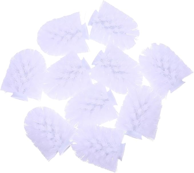 Cabilock 10pcs Replaceable Head Toilet Brush Set, Stainless Steel Scrub Brush Replacement Heads 75x100mm, Heavy Duty Toilet Cleaning Refills for Home and Hotel Bathrooms
