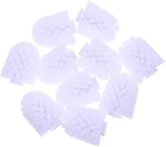 Cabilock 10pcs Replaceable Head Toilet Brush Set, Stainless Steel Scrub Brush Replacement Heads 75x100mm, Heavy Duty Toilet Cleaning Refills for Home and Hotel Bathrooms