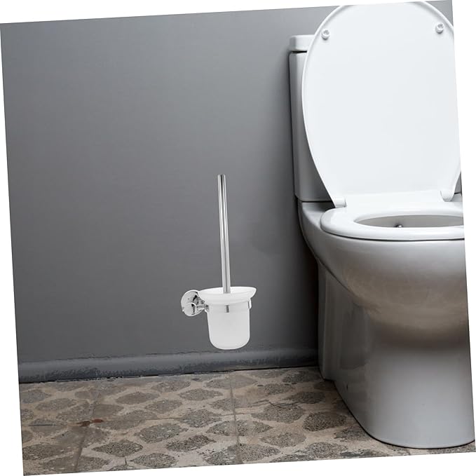 Stainless Steel Wall-Mounted Toilet Brush Set Elegant Holder for Bathroom Cleaning Space-Saving Design for and Rv Use