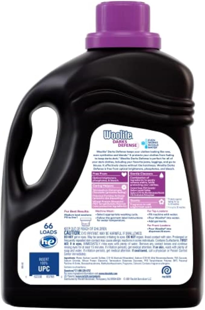 Woolite Darks Defense Liquid Laundry Detergent, Light Fresh Scent, 66 Loads, 100 Fl Oz