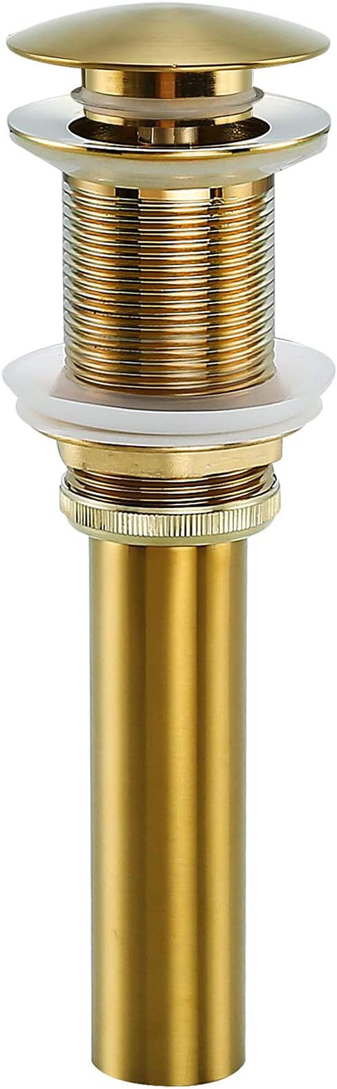 Bathroom Sink Drain Champagne Bronze Pop Up Drain Without Overflow,Brass Drain Push Pop for Vessel Sink Drain Stopper with Removable Brass Strainer Basket,83606CB.