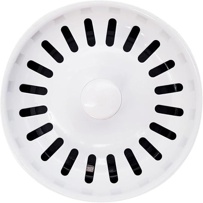 Westbrass D2089SEV-50 3-1/2" Kitchen Sink Waste Disposal Drain Flange and Basket Strainer, Powder Coat White