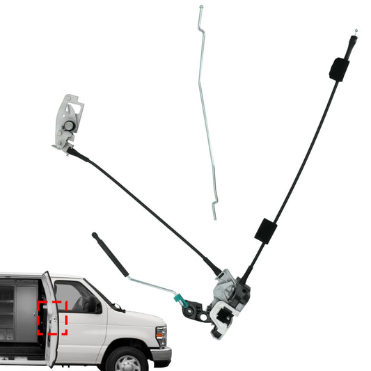 Side Door Latch Assembly with Cable & Rod for Ford 1992-2019 E150 - Image 1