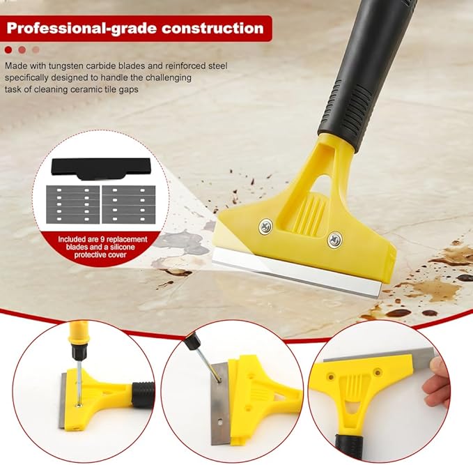 37Pcs Grout Removal Tool Kit，3 Tile Grout Saws with 20 Extra Cleaning Blad-es, Tile & Caulk Remover Tools with Grou-t Saws for Floor Cleaning & Repair(COLOR:black,yellow)