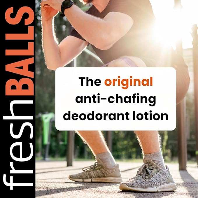 FRESH BALLS Lotion (4 Pack) | Anti-Chafing Men's Soothing Cream to Powder Balls Deodorant and Hygiene for Groin Area, 3.4 fl oz
