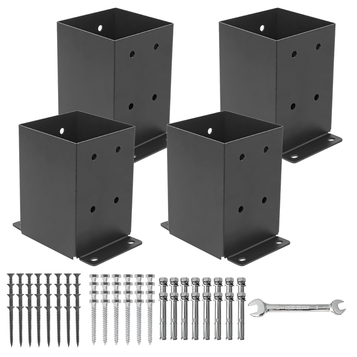 4 Pcs 4"× 4" Post Base (Inner Size 3.6"x3.6") Post Brackets - Image 1